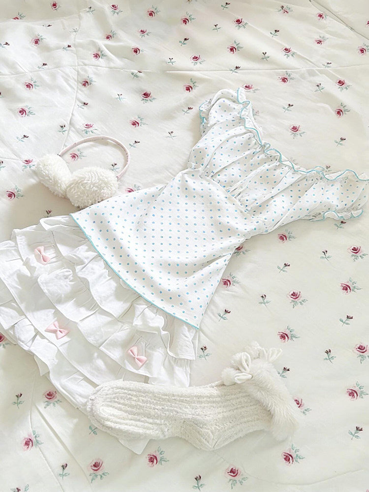 polka dots puff-sleeved shirt