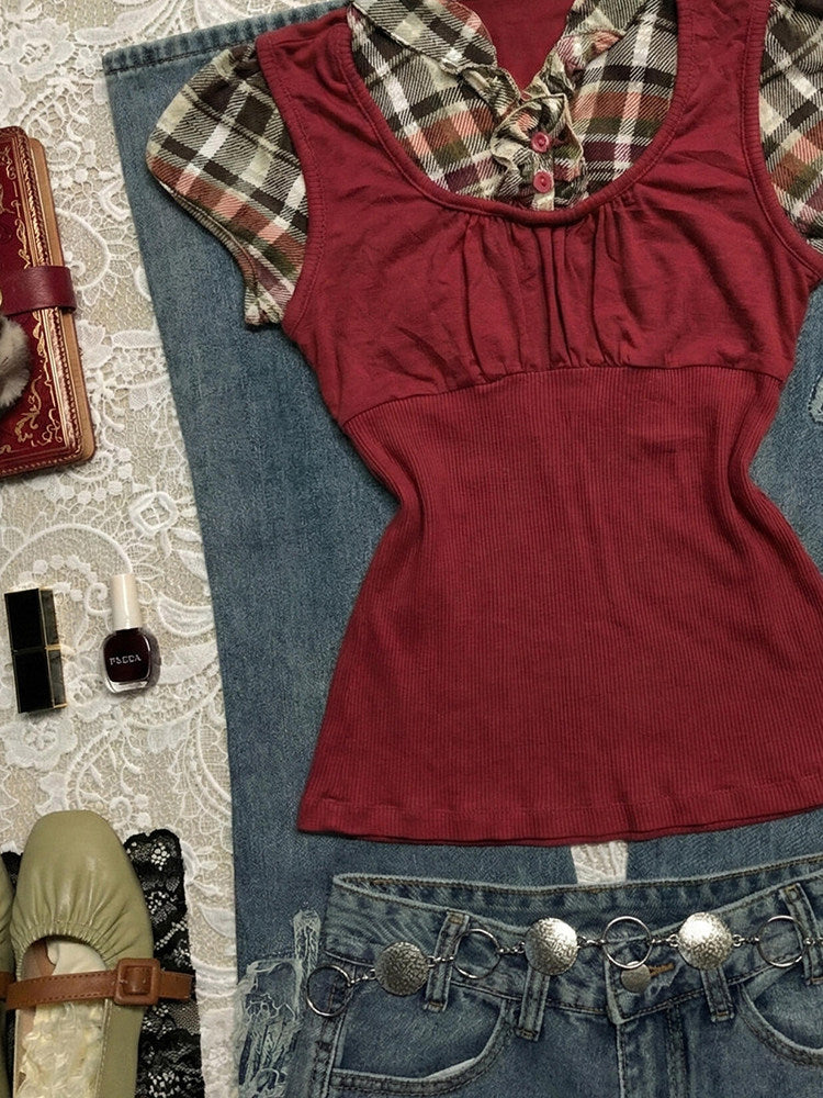 red plaid shirt