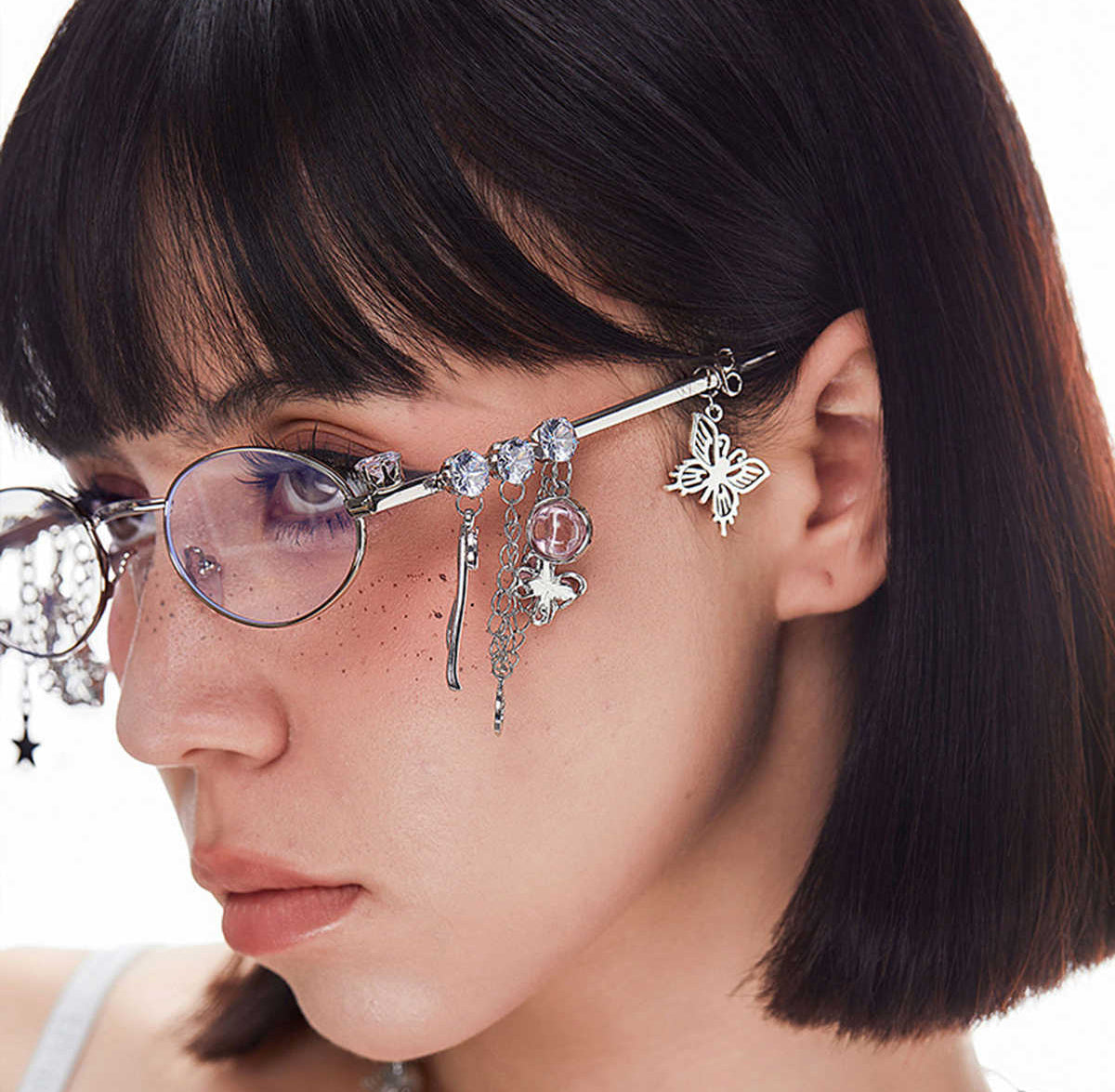 Y2K Butterfly Stars Metal Chain Sunglasses