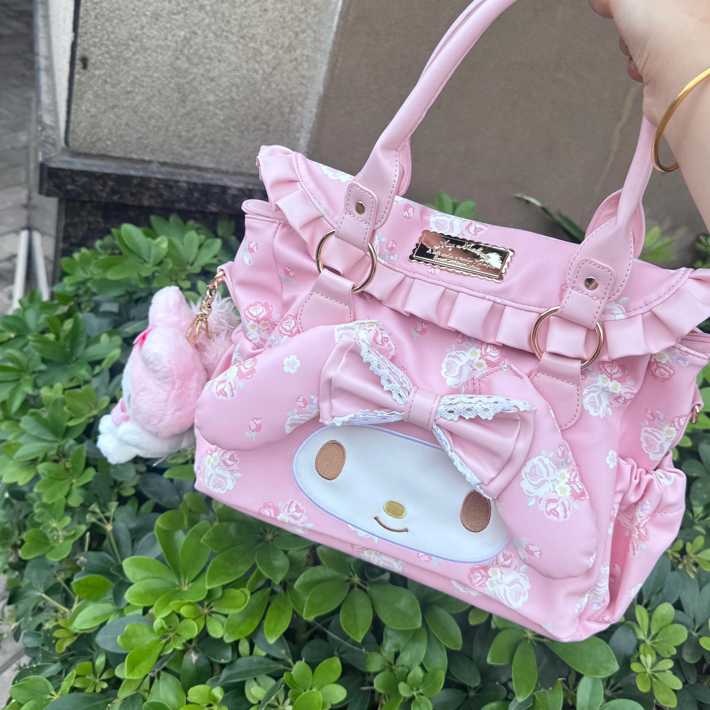 kawaii melody pink leather handbag