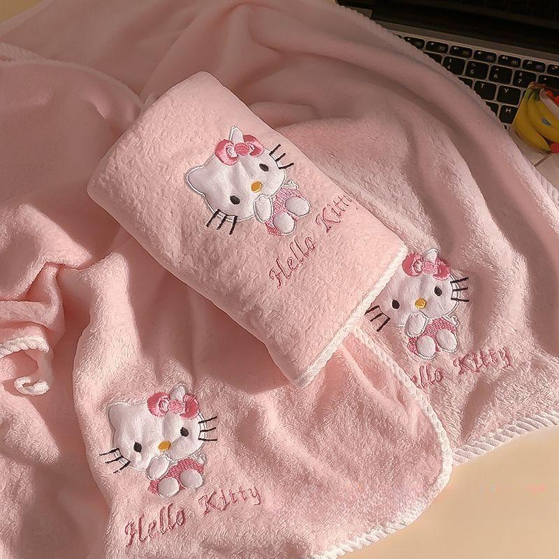 Pink kitty cute bath towel