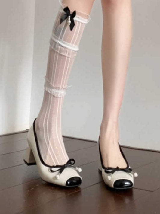 Ballet Bow High Heel Coquette Shoes