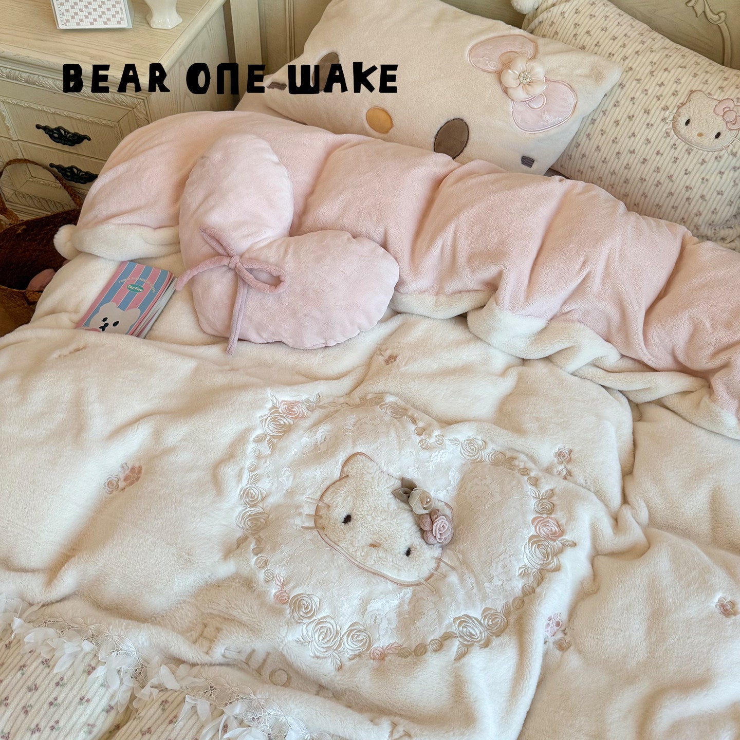 Girly Heart KT Cat Bed Four Piece Set