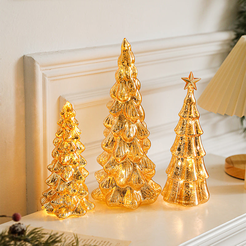 mini luminous glass Christmas tree decoration