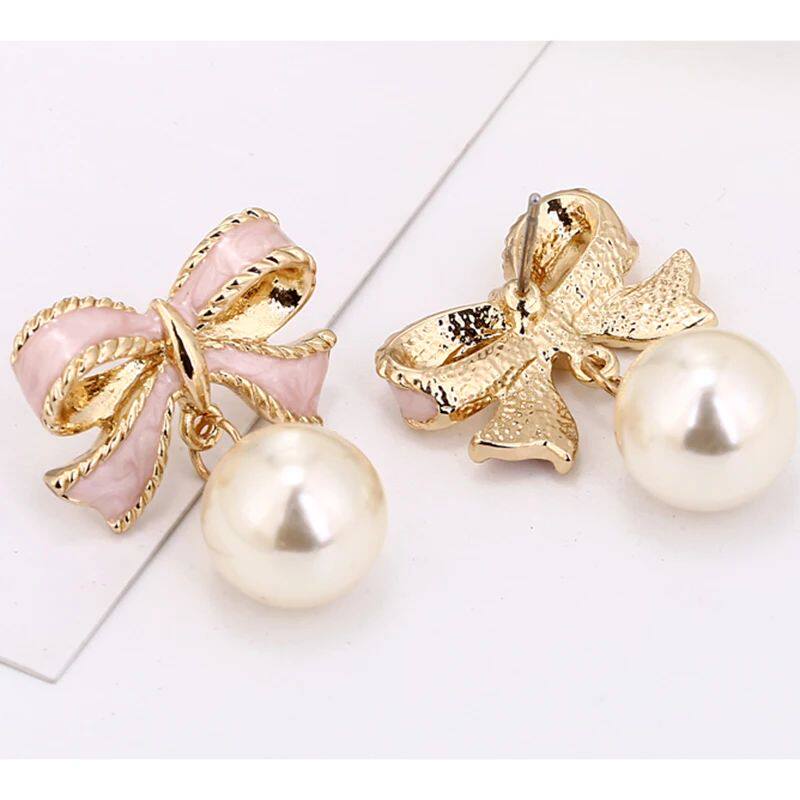 Cute Pink Bow Earrings