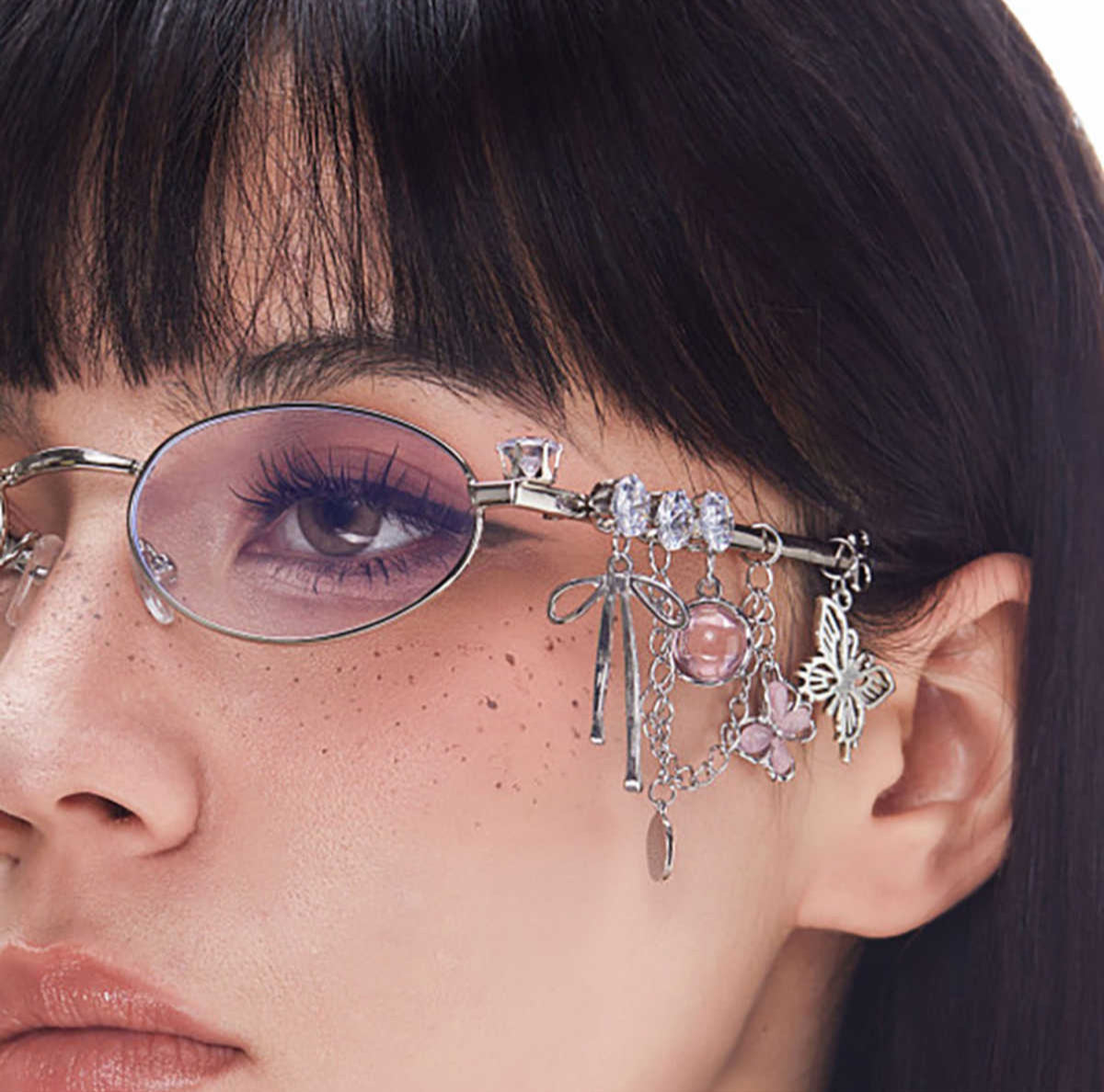 Y2K Butterfly Stars Metal Chain Sunglasses