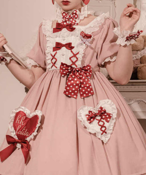 Polka Dot Bow Love Square Neck Dress