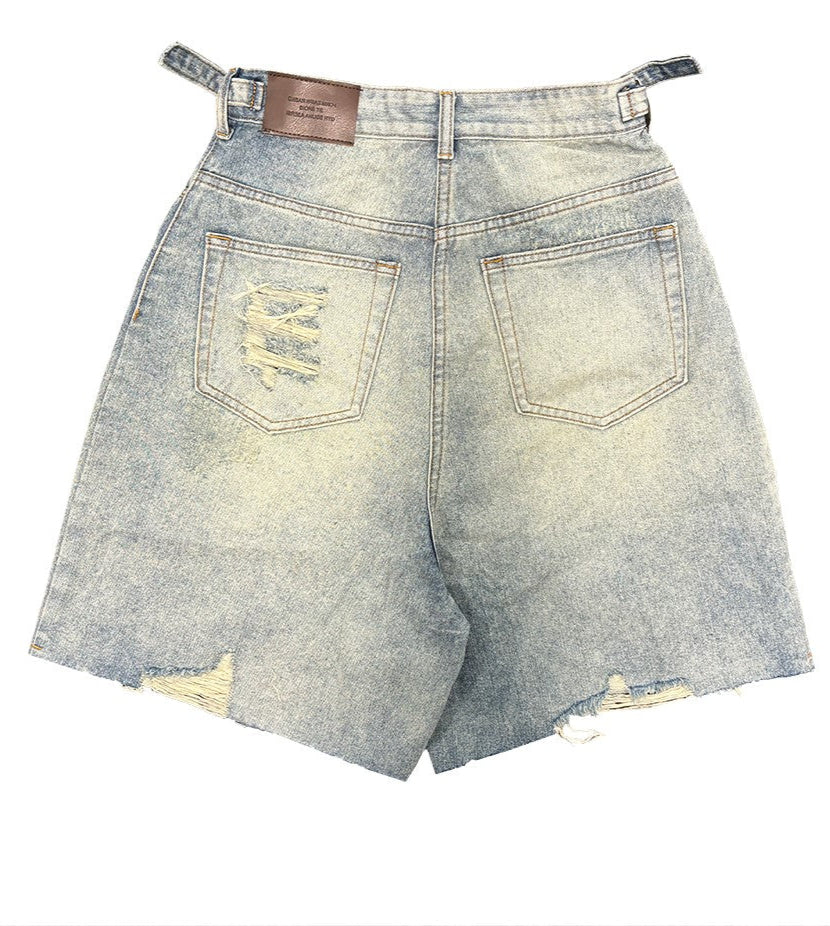 Graffiti Spray Skateboard Denim Shorts