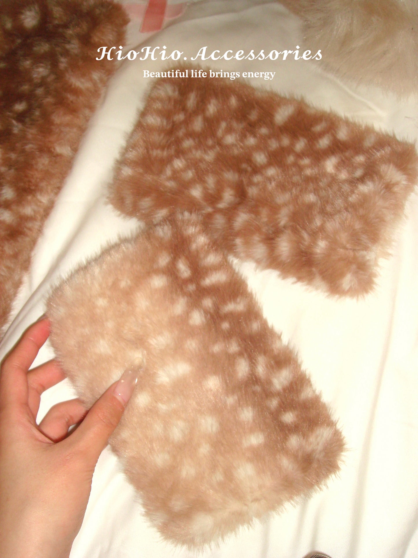 Plush cute deer pattern fingerless gloves