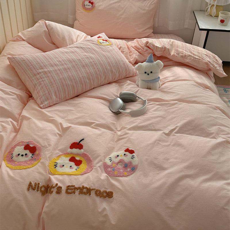 Katie Cake Cute Washed Cotton Sheets Four-piece Set