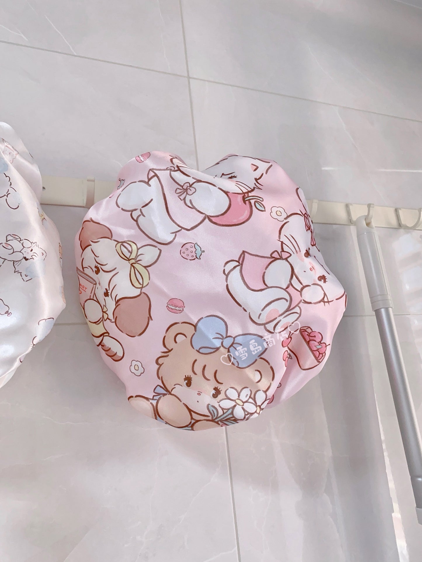kawaii pink shower cap