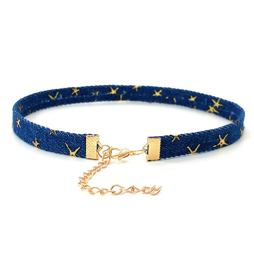 Y2K Denim Star Chain Choker