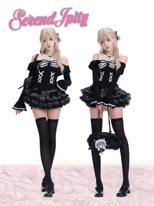 dark coquette ruffled trim shirt suit