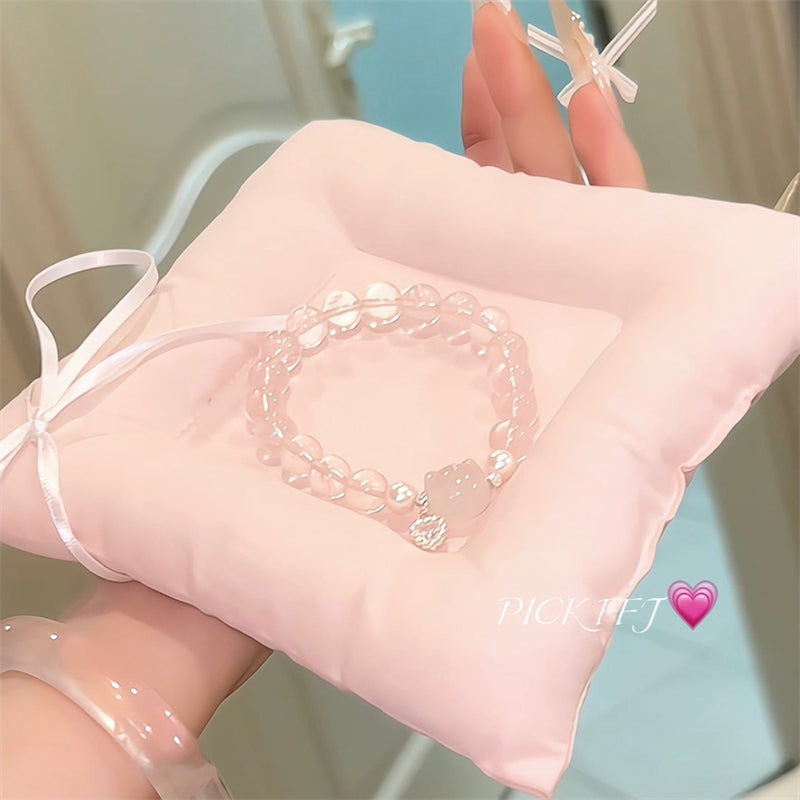 pink crystal cat bracelet