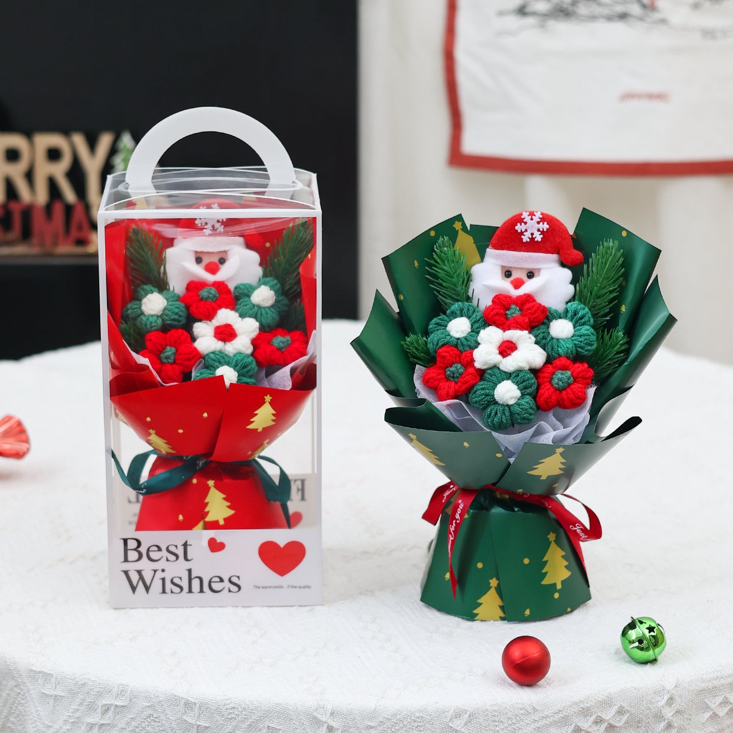 Christmas flower wool puff bouquet gift box