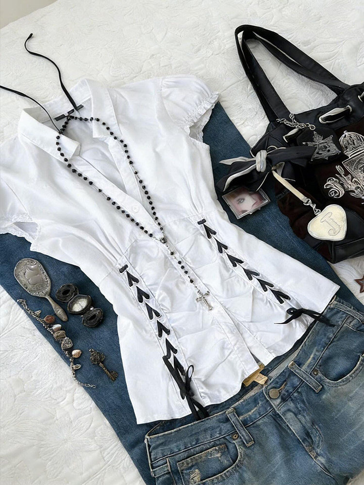 retro white corset shirt