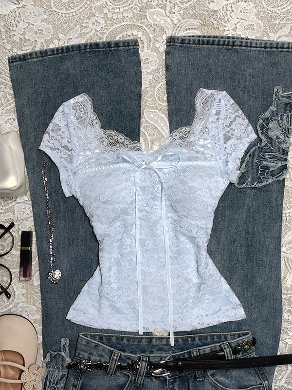 Lace Bow Retro Shirt