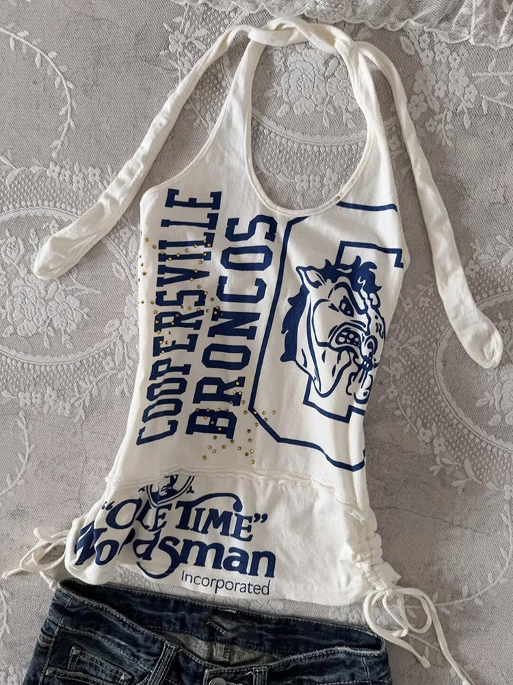 white vintage halter top