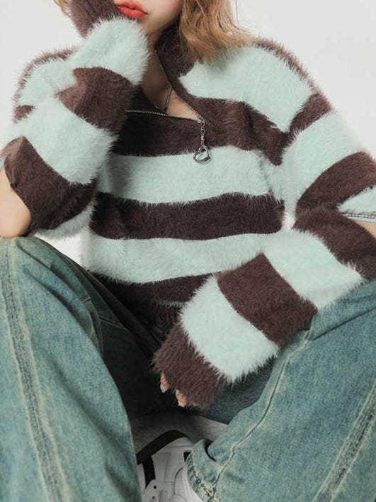 Y2K Retro Loose Striped Sweater