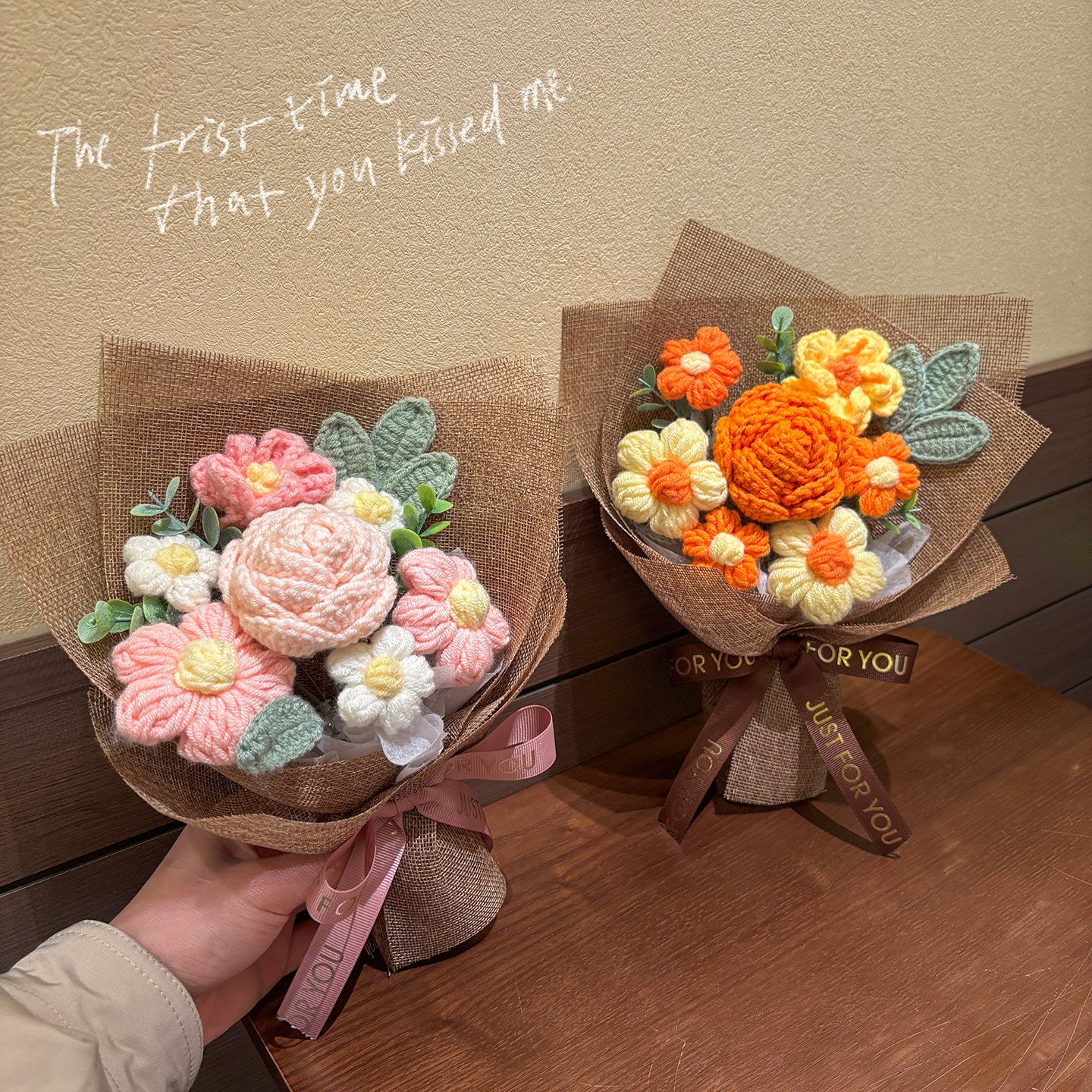Valentine's Day hand-knitted bouquet