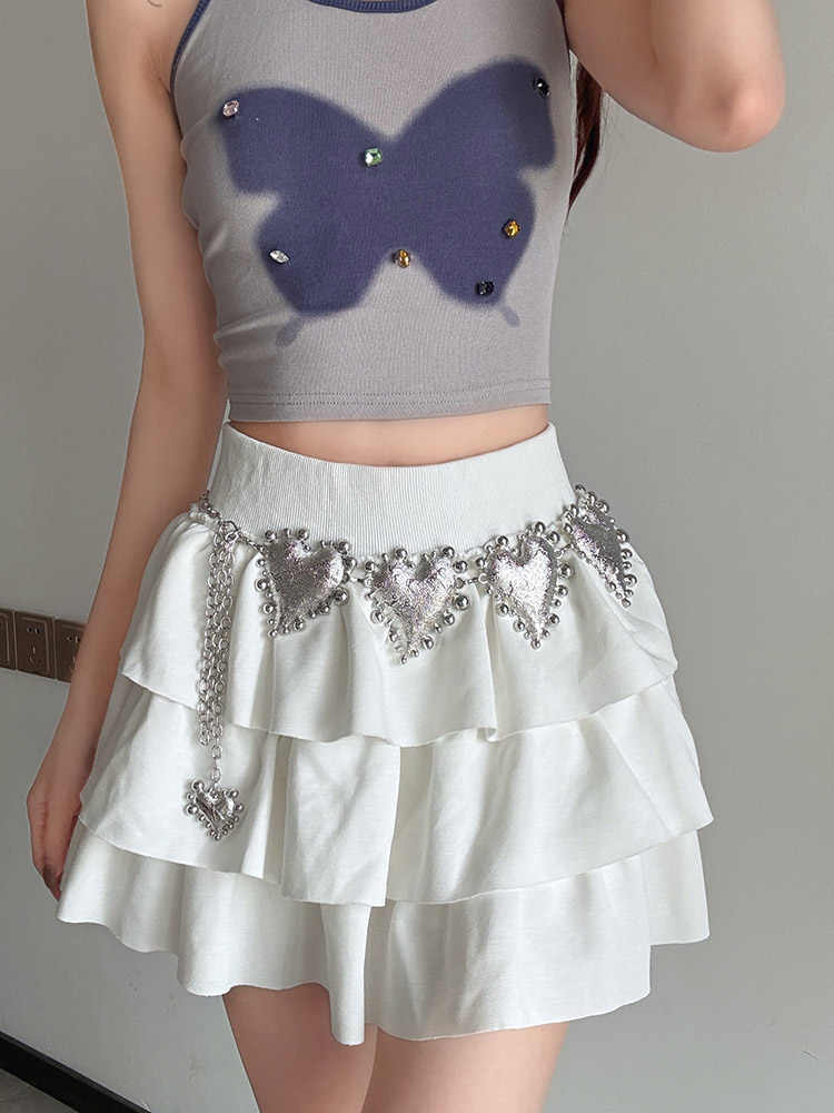 Hearts Metal Chain Skirt Belt