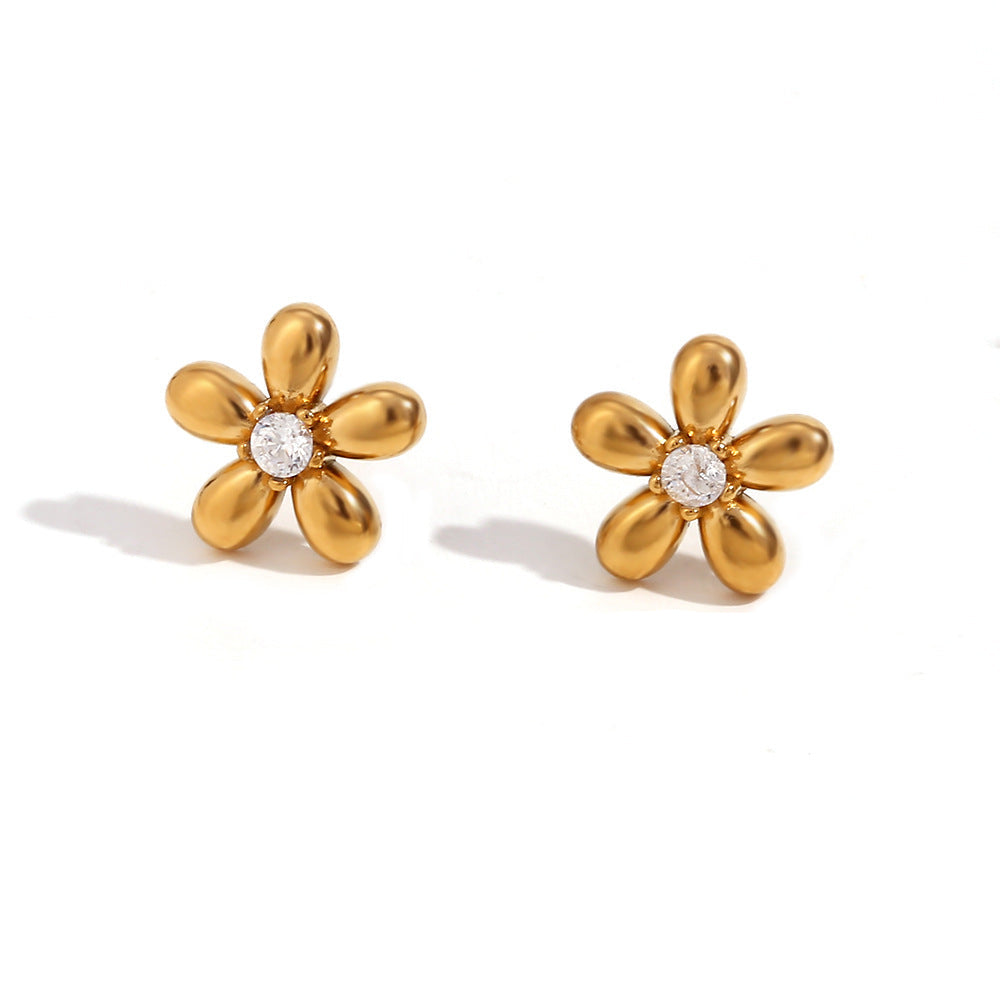 18K Gold Flower Earrings