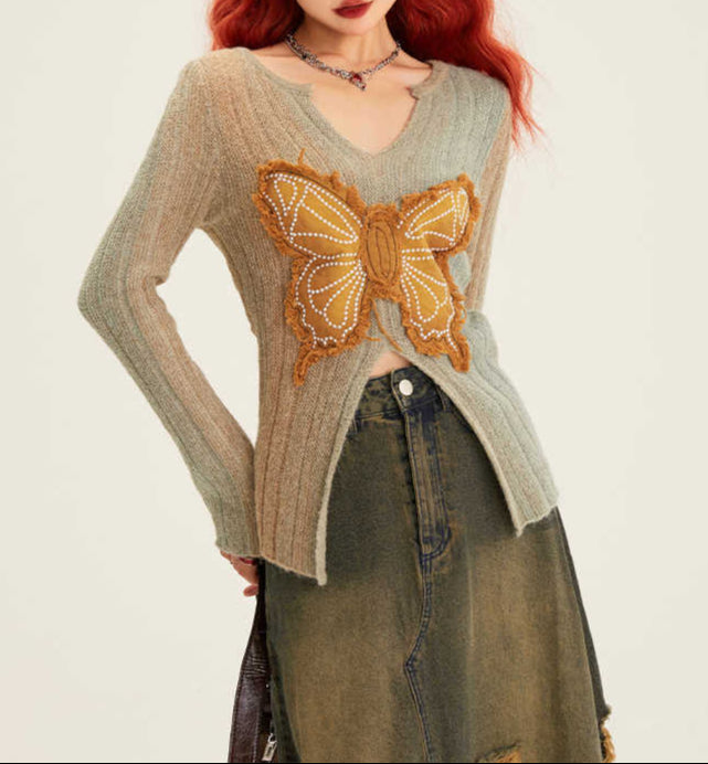 Fairy Grunge Retro Butterfly Sweater