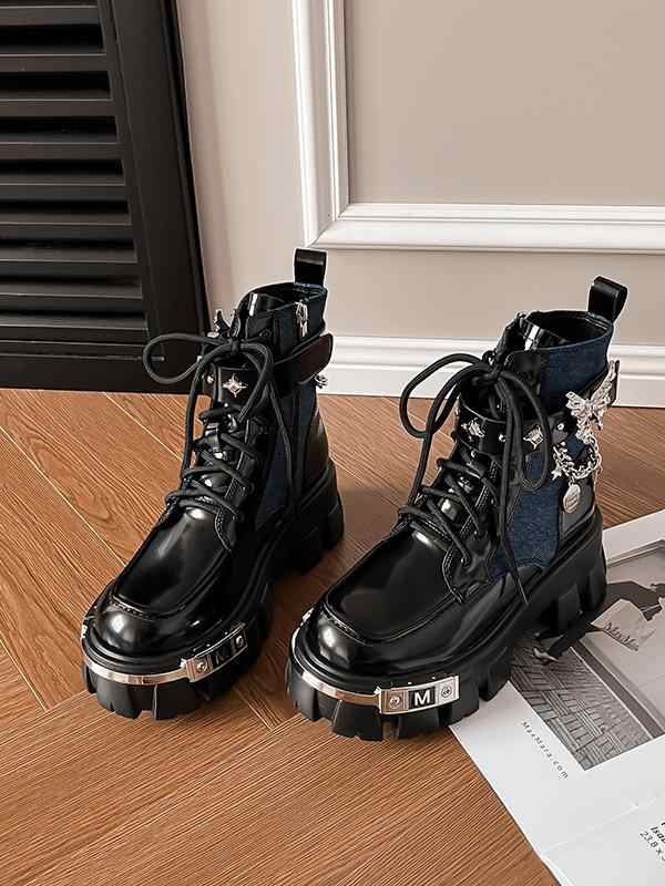 Grunge Butterfly Chain Martin Boots