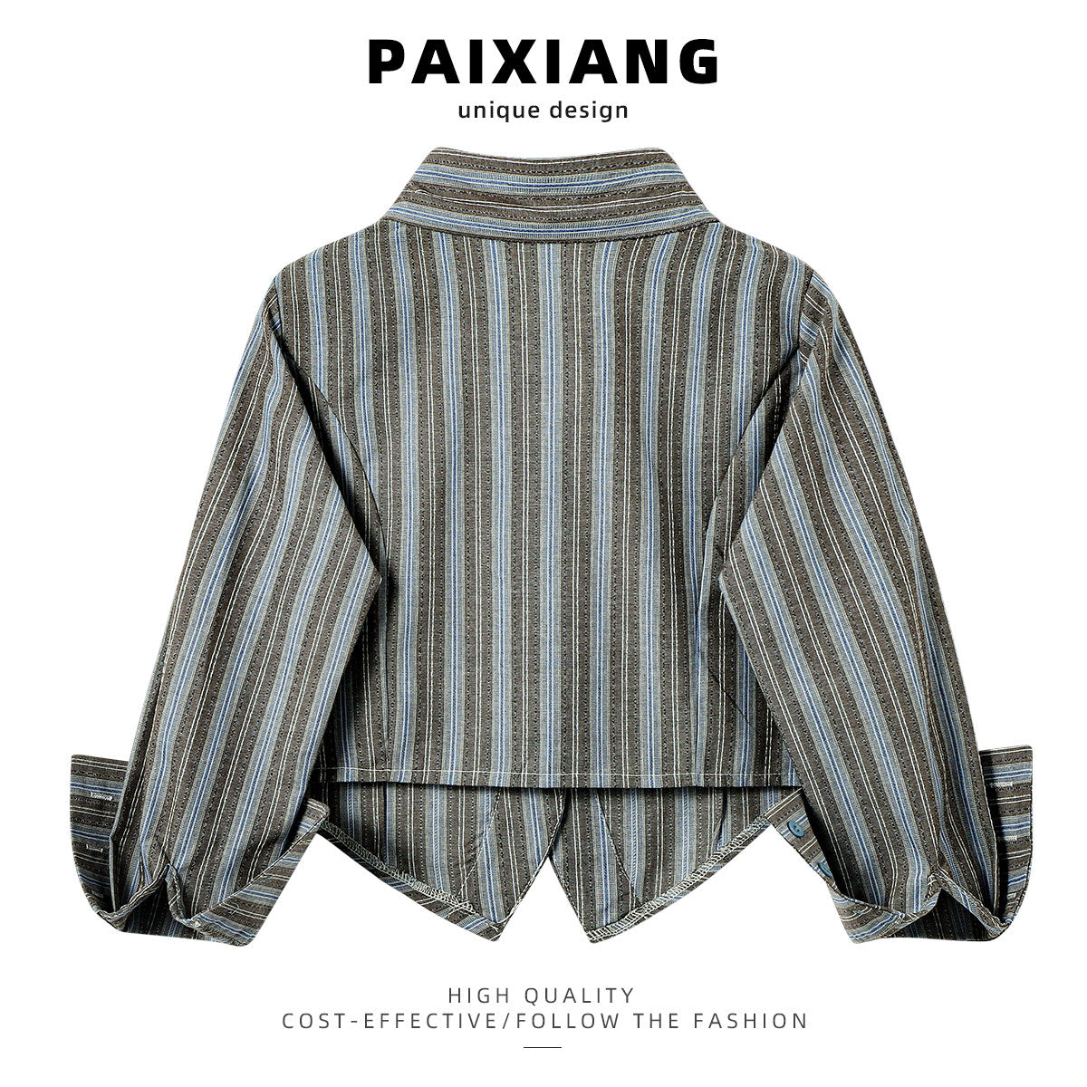 Preppy striped cropped long-sleeve shirt