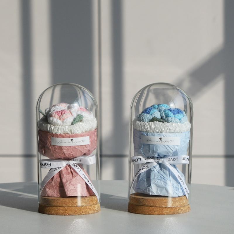 knitted handmade woolen rose bouquet