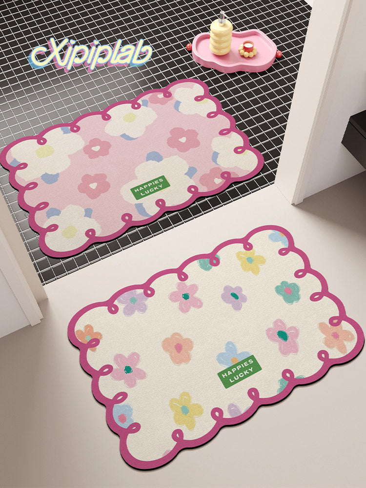 kawaii flowers household bathroom mat