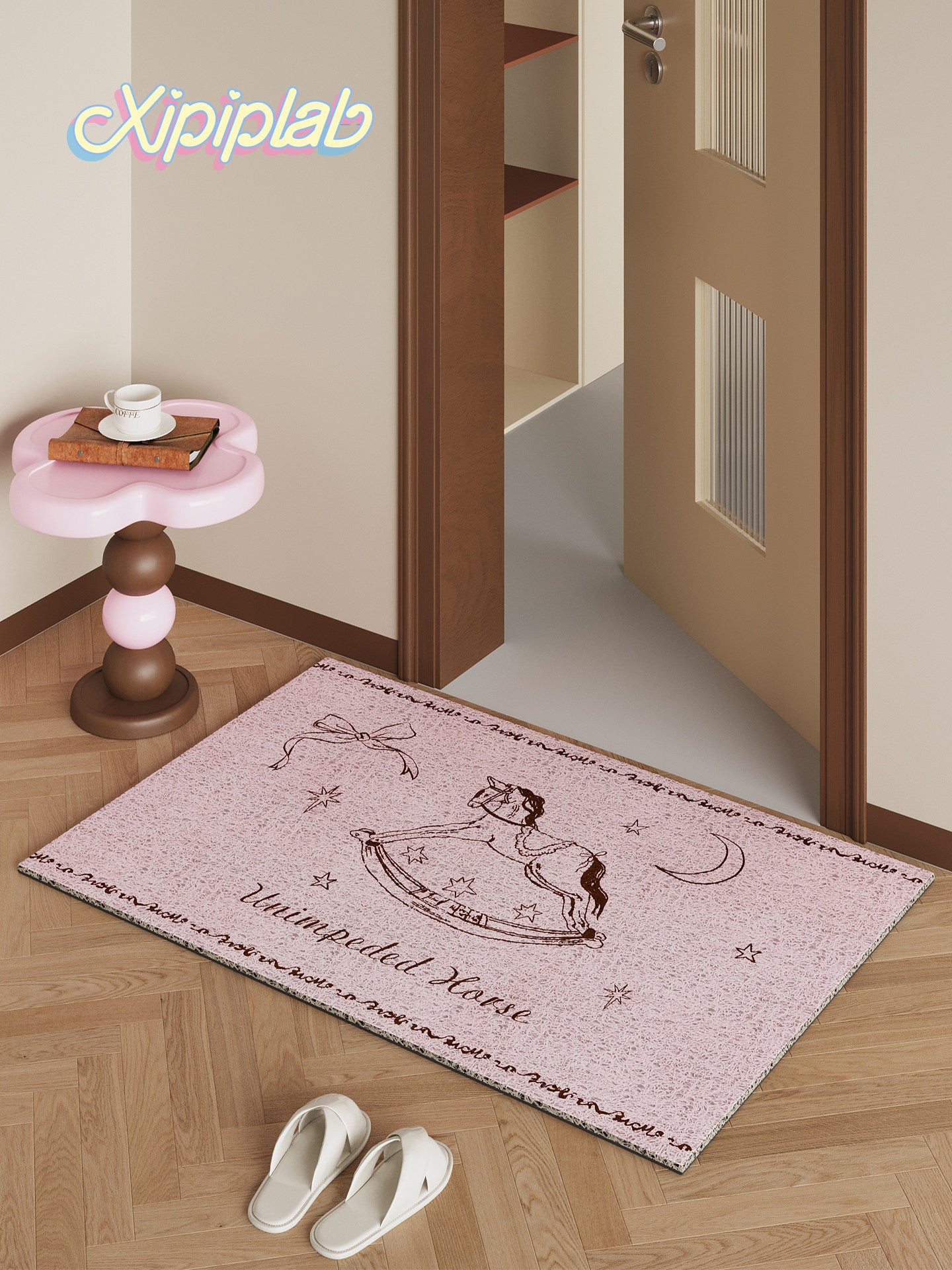vintage pink entrance floor mat tp1