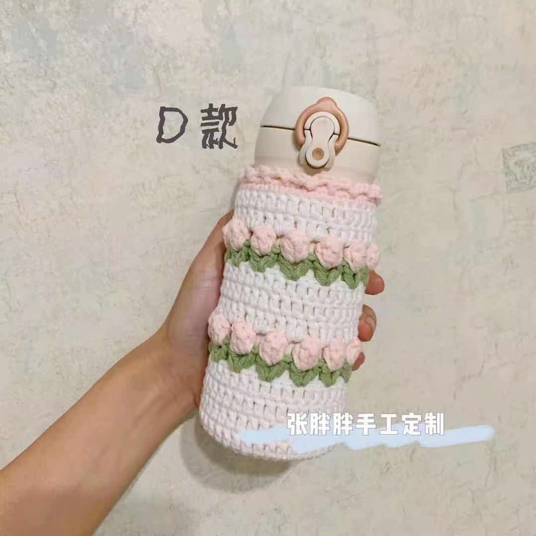 Handmade wool knitted portable thermos cup cover