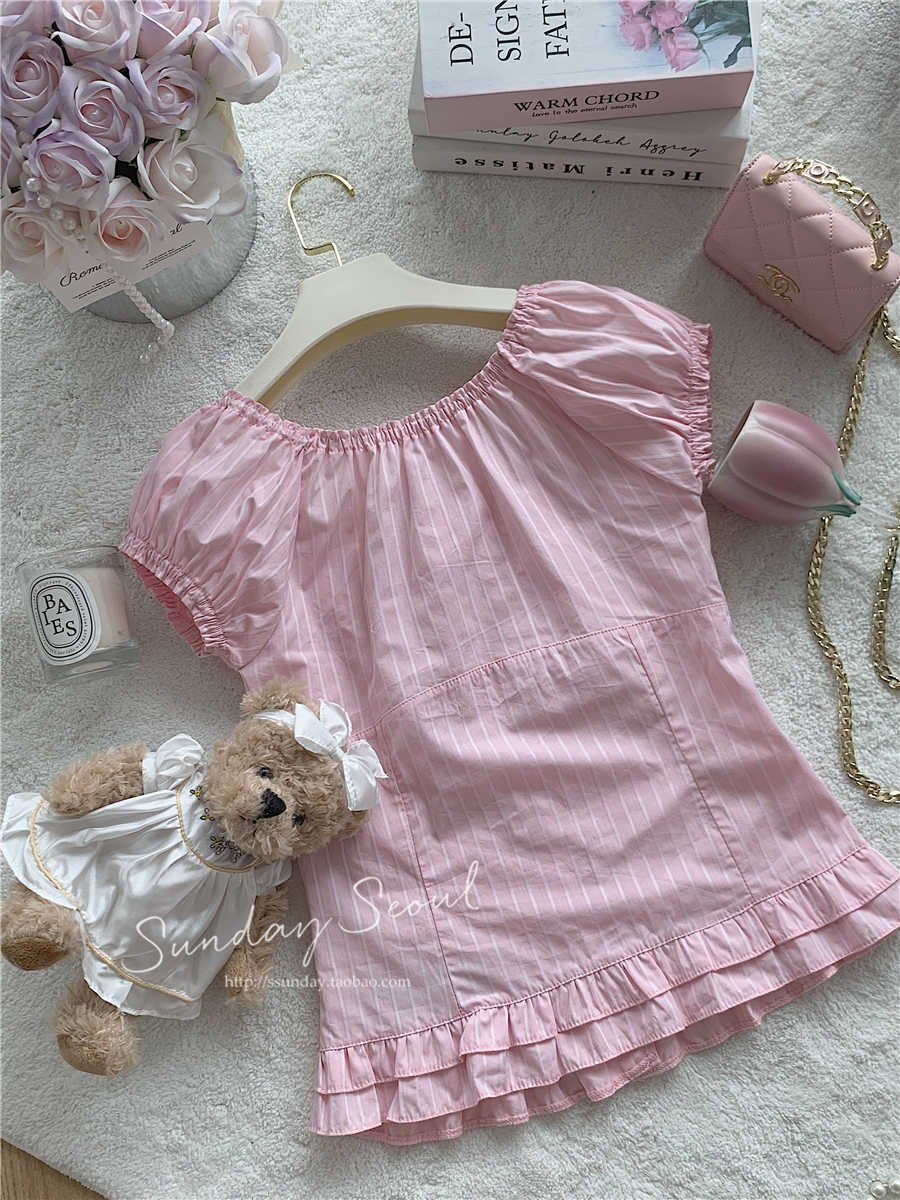 Coquette Pink Ruffled Hem Shirt