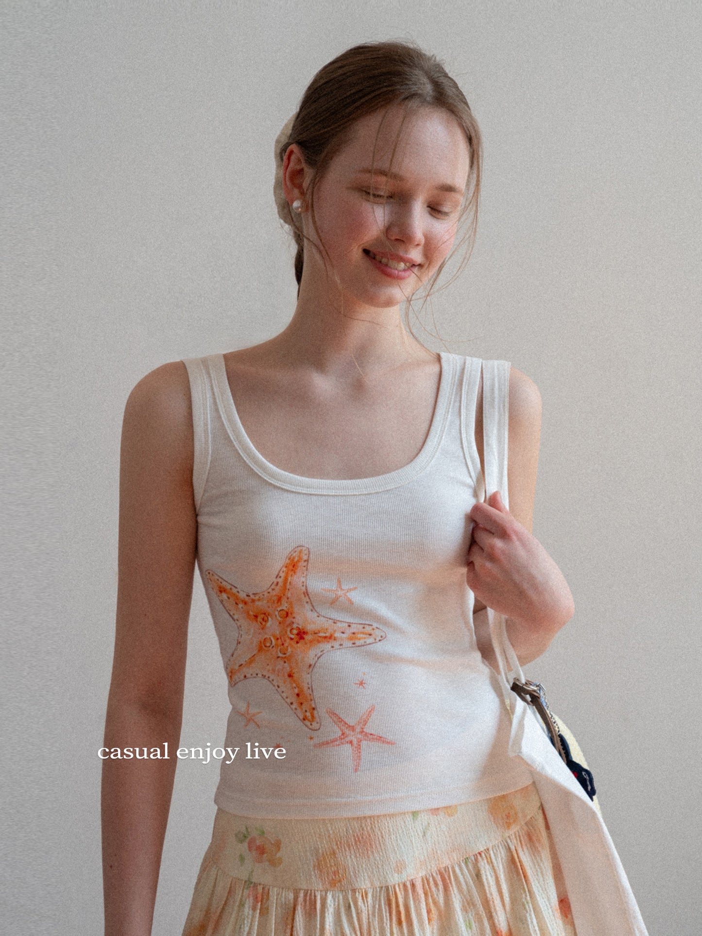White starfish print cami