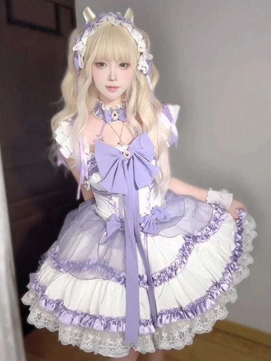 purple lolita ruffled princess dress