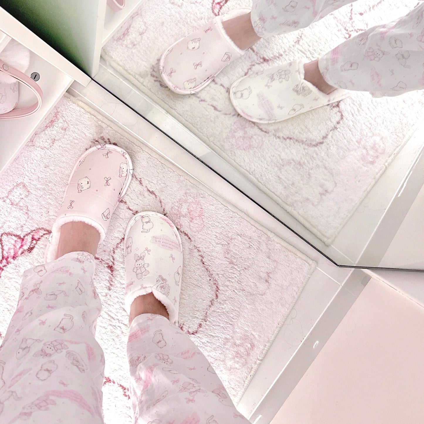 pink cotton indoor floor slippers