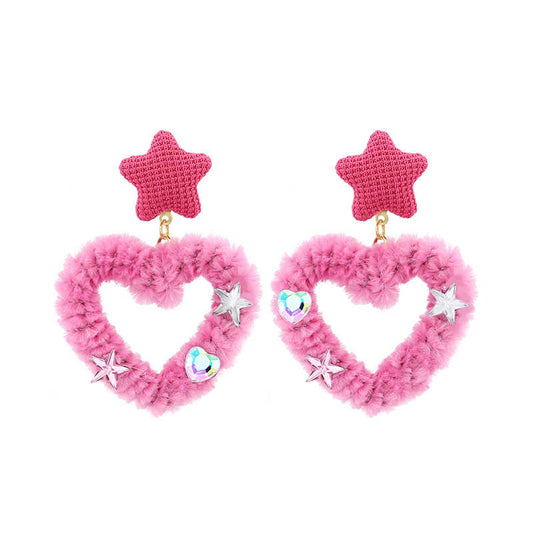 Y2K Plush Hearts Earrings