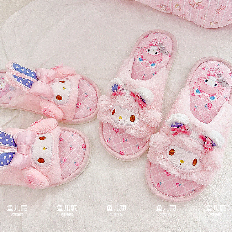 Cute girly heart velvet slippers
