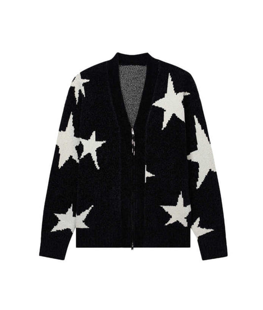 Y2K Grunge Star Knitted Cardigan