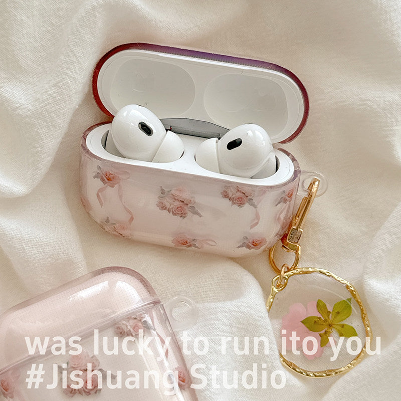 Ins pink rose airpods protective cover