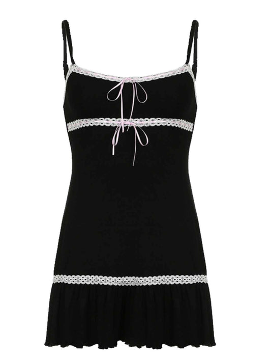 Lace Tie Bow Dark Coquette Dress