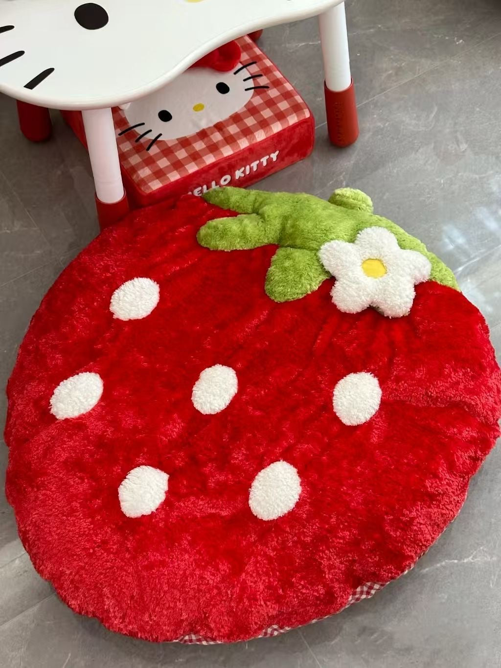 Cute pink strawberry cushion