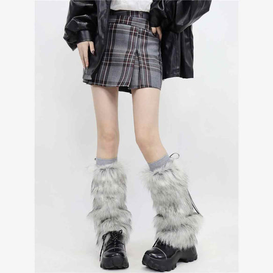 Grunge Mid-calf Y2K Fur Leg Warmers