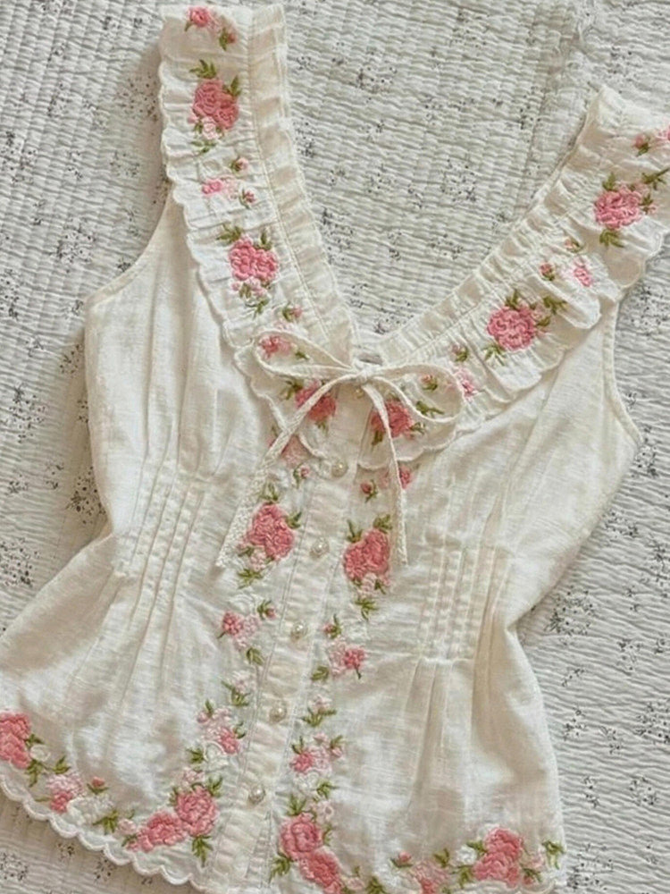 white floral bow tank top