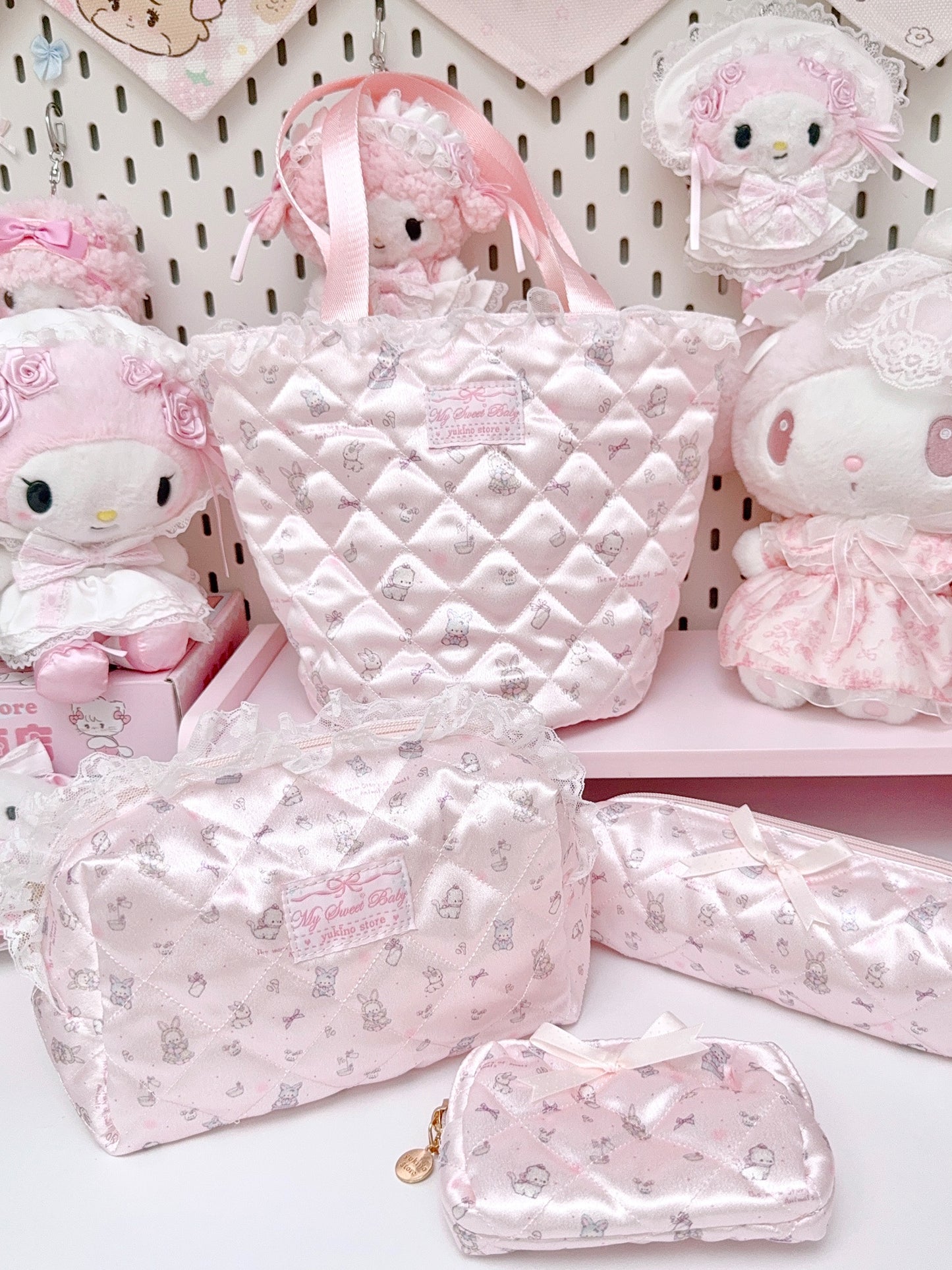 girly cute pink storage cosmetic bag