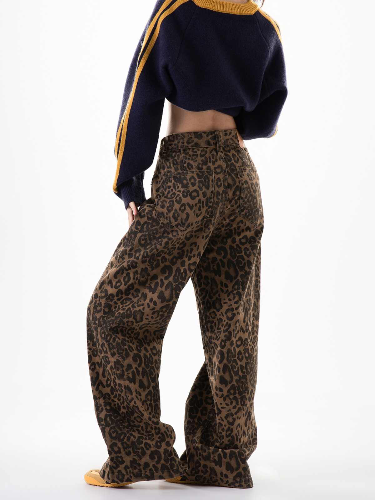 Retro Leopard Wide Leg Pants