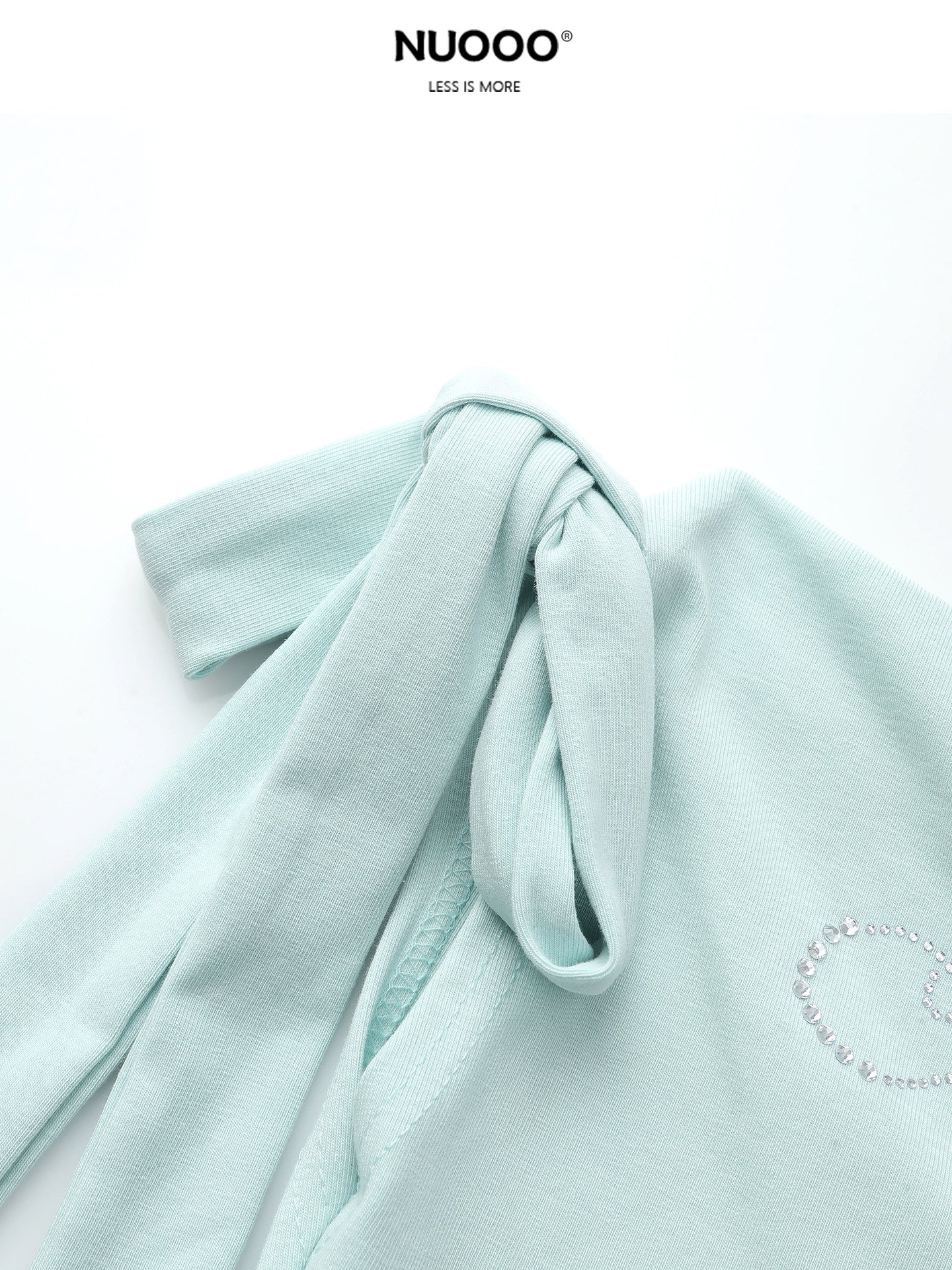 Tie-strap one-shoulder T-shirt with rhinestones