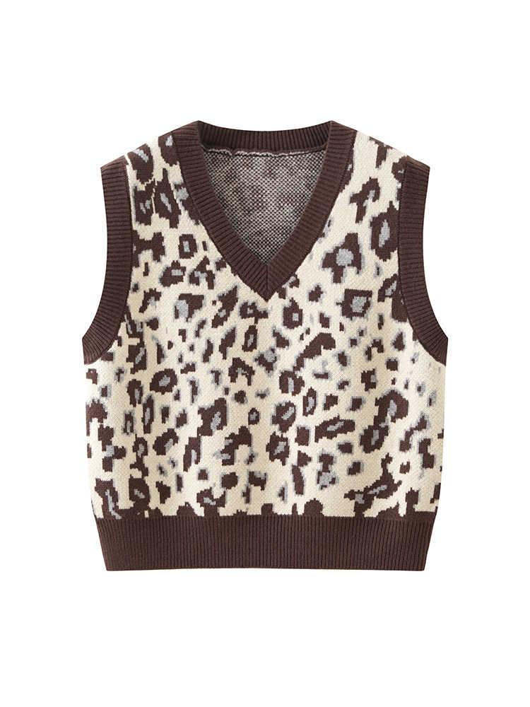 Y2K Leopard Print Knitted Vest