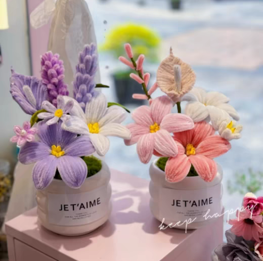 Finished twist stick large potted plant